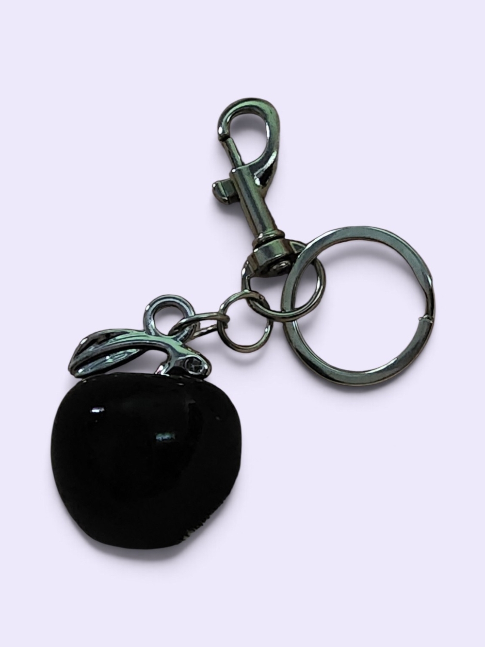 Black Apple Charm Keychain - Women Accessories